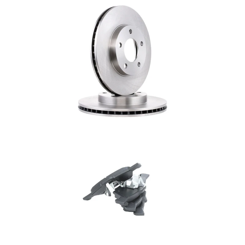 Image of RIDEX 3405B2604 Brake disc and pads set Front Axle, Brake Disc Type: internally vented, not prepared for wear warning indicator Brake Set,disc brakes