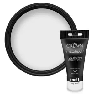 Crown Walls & Ceilings Matt Emulsion Clay White Tester - 40ml