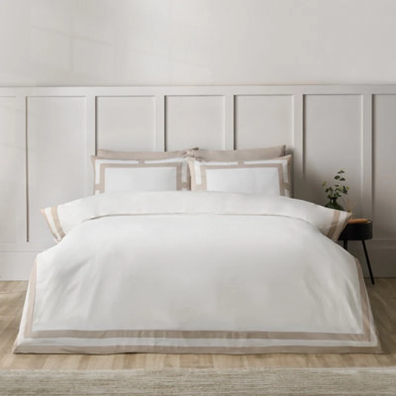 Image of Catherine Lansfield So Soft Mono Panel Single Duvet Cover Set With Pillowcase Natural