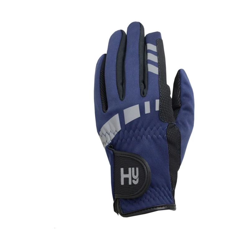 Image of Hy5 Extreme Reflective Softshell Riding Gloves in Navy Size: Small Navy Unisex S