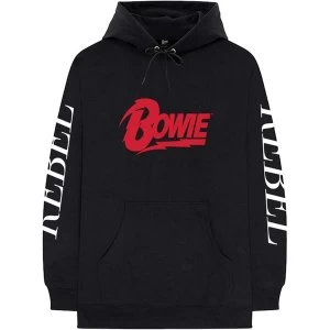 Image of David Bowie - Rebel Rebel Mens Large Pullover Hoodie - Black