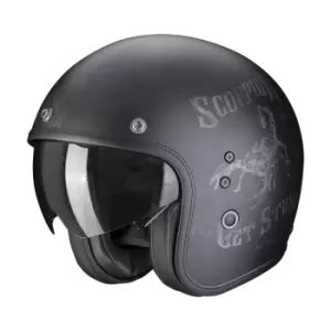 Image of Scorpion Belfast Evo Pique Matt Black-Silver Jet Helmet M