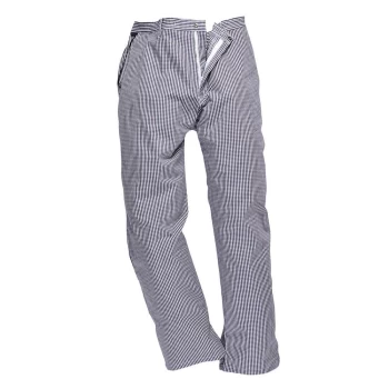 Image of Portwest C075 Barnet Chefs Trousers Check Blue / White 3XL 31"