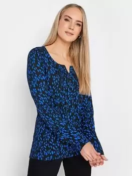 Image of Long Tall Sally Abstract Spot Ls Henley Top, Black, Size 10, Women