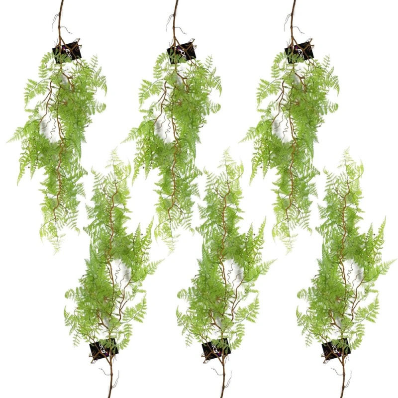 Image of Leaf 6 x 100cm Artificial Hanging Maidenhair Fern Plant Light Green Green unisex