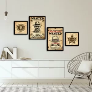 Image of 4PSCT-19 Multicolor Decorative Framed MDF Painting (4 Pieces)