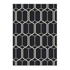 Image of Asiatic Patio Rug - 170 x 120cm - Geometric Charcoal