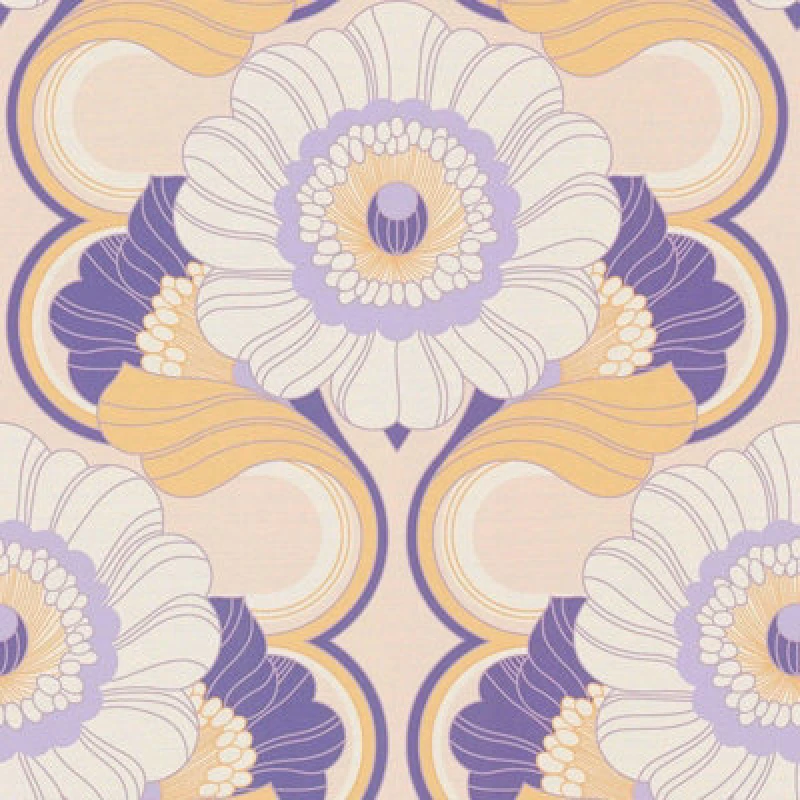 Image of As Creation 70's Retro Floral Chic Purple Wallpaper Textured Paste The Wall