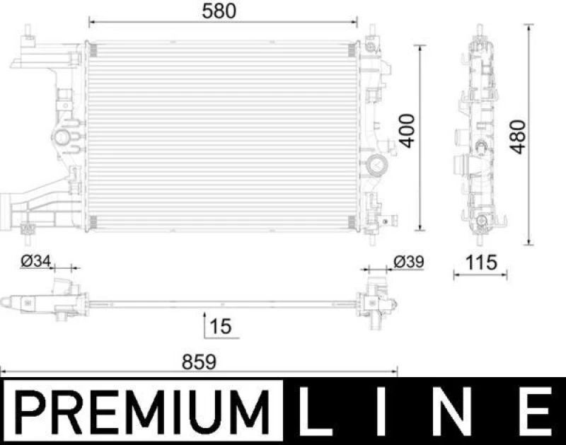 Image of MAHLE CR 2595 000P Engine radiator Aluminium, Brazed cooling fins, without sensor Radiator,engine cooling (470)