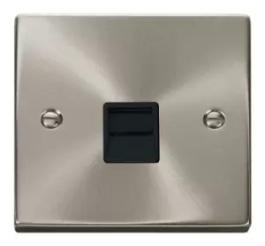 Image of Click Scolmore Deco Satin Chrome 1 Gang Telephone Outlet With Black - VPSC125BK