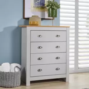 Image of Camden - Chest 4 Drawers Bedroom Furniture Grey Oak Top Metal Cup Handles Wood Nightstand - Grey