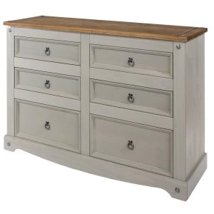 Image of Halea 6-Drawer Pine Chest - Grey