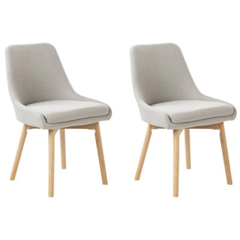 Image of Beliani Set Of 2 Dining Chairs Melfort Fabric Light Grey