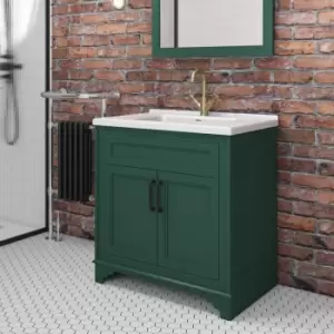 image of 800mm Green Freestanding Vanity Unit with Basin - Camden