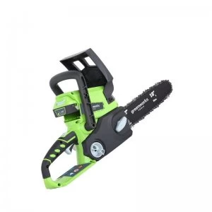 image of Greenworks 24v 25cm Cordless Chainsaw with 2ah Battery and Charger