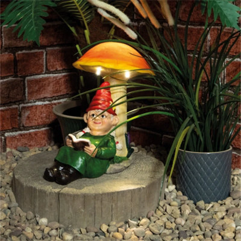 Image of Netagon Garden Outdoor Solar Powered Light Up Gnome Mushroom Ornament Decoration