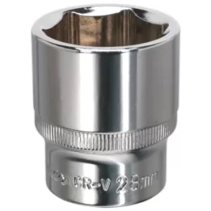 image of Sealey SP1228 Walldrive Socket 28mm 1/2"sq Drive Fully Polished