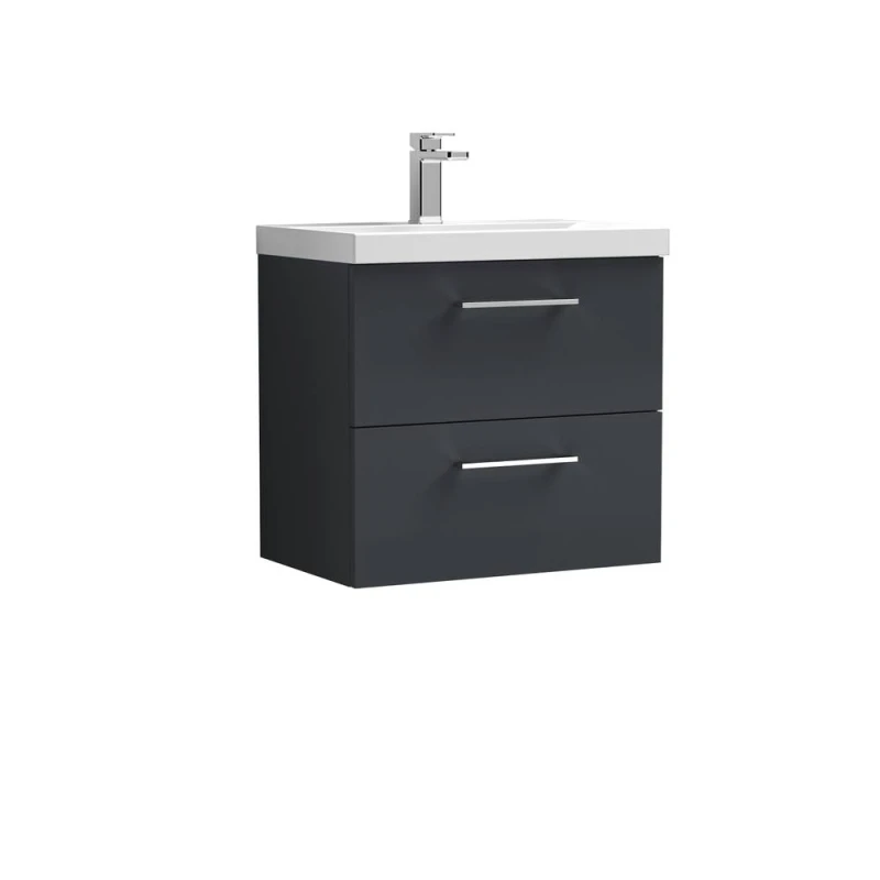 Image of Balterley Bathroom 2 Soft Close Drawer Wall Hung Vanity Unit, Dark Grey, 600mm in Grey Grey Unisex