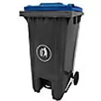 Image of GPC Grey Pedal Wheeled Bin with Blue Lid, 240L
