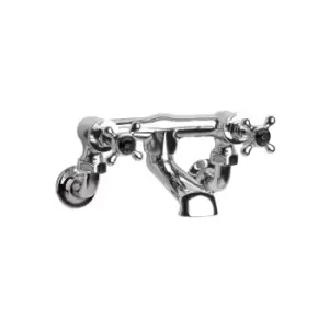 Image of Black Topaz Crosshead Bath Filler Tap Wall Mounted - Chrome - Hudson Reed