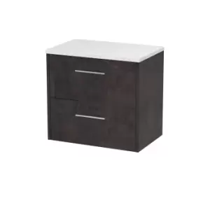Image of Hudson Reed Juno 600mm Wall Hung 2 Drawer Vanity & Sparkling White Worktop - Metallic Slate