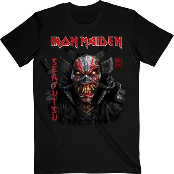 Image of Iron Maiden - Senjutsu Black Cover Vertical Logo Unisex Large T-Shirt - Black