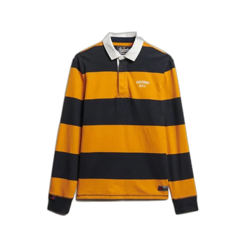 Image of Superdry Striped rugby polo shirt Superdry Vintage Athletic Bleu Male L