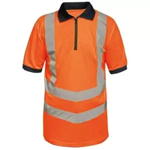 Regatta Mens Hi Vis Pro Reflective Work Polo Shirt (M) (Orange/Navy) - Orange/Navy