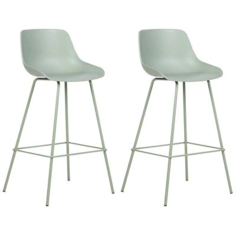 Image of Beliani Set Of 2 Bar Chairs Emmet Light Green