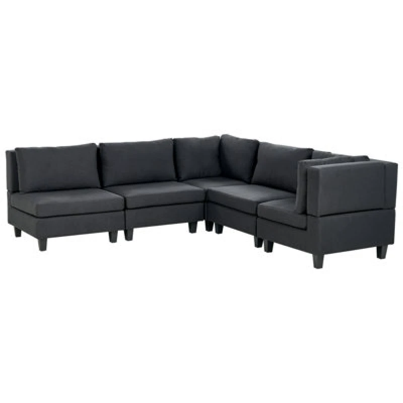 Image of Beliani Modular Corner Sofa 5 Seater Unstad Fabric Black Left Hand