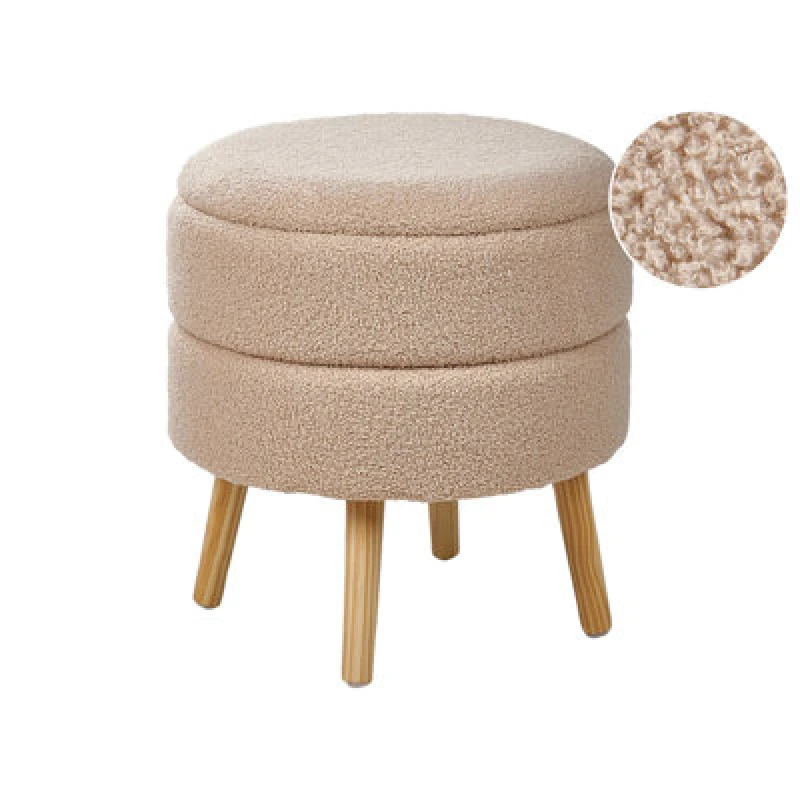Image of Beliani Storage Stool Okaton Boucle Beige