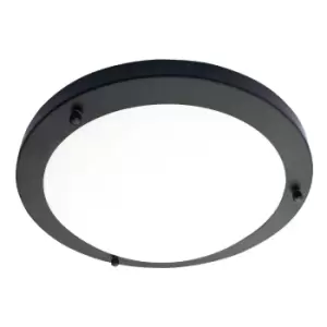 Image of Spa 310mm Delphi LED Flush Ceiling Light 18W Cool White Opal Glass and Matt Black