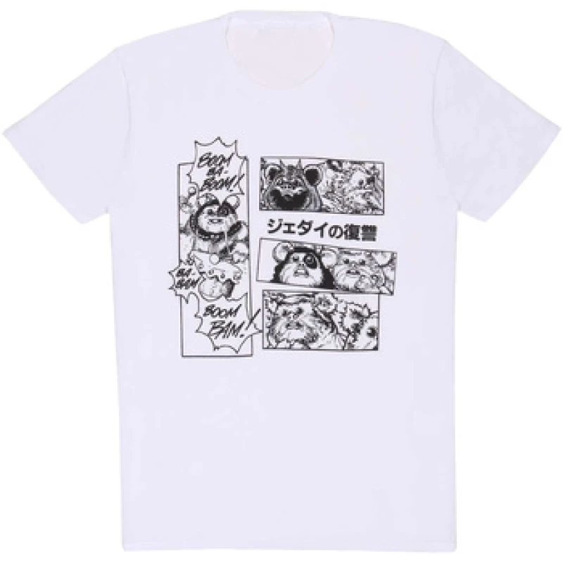 Image of Star Wars Star Wars Men Ewok Manga T-Shirt in White Size: large White L Male 5063300543665