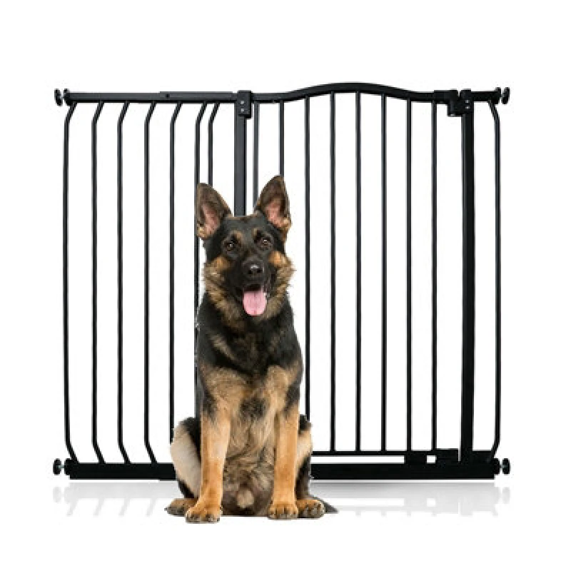 Image of Bettacare Extra Tall Curved Top Dog Gate, 107Cm - 116Cm, Matt Black, Extra Tall 100Cm In Height, Pressure Fit Pet Gate