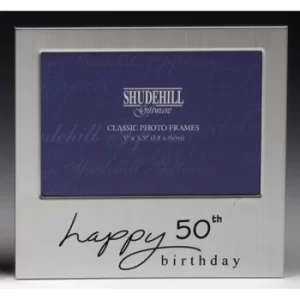 image of Satin Silver Occasion Frame 50th Birthday 5x3