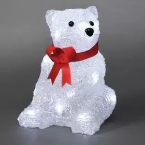 image of Christmas Battery LED Acrylic Sitting Polar Bear - 16 LEDs - 18cm high