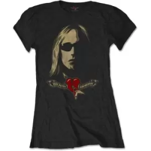 Image of Tom Petty & The Heartbreakers - Shades & Logo Ladies Large T-Shirt - Black