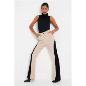 Image of I Saw It First Stone Highwaisted Colour Block Flared Trouser - Brown
