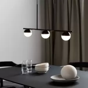 Image of Contina 3-Spot Indoor Dining Kitchen Pendant Ceiling Light in Black (Diam) 10cm