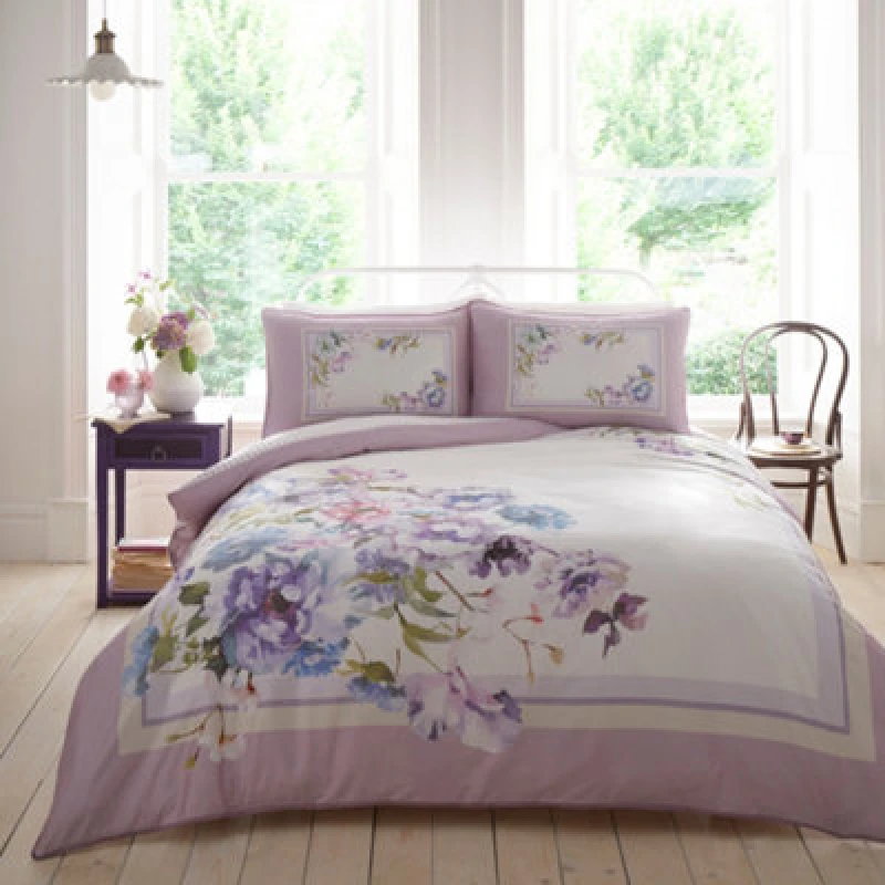 Image of Appletree Arley 100% Cotton Duvet Cover Set - Purple Purple Superking
