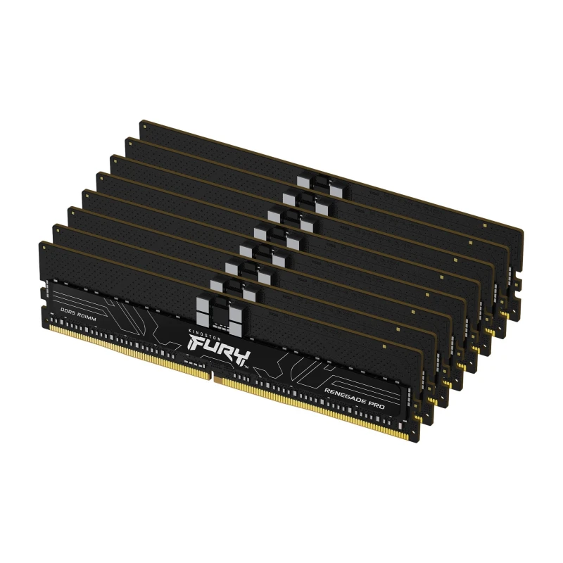 Image of Kingston Technology Kingston Technology FURY 128GB 7200MT/s DDR5 ECC Reg CL38 DIMM (Kit of 8) Renegade Pro Black KF572RH38RBK8-128