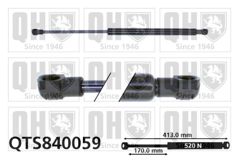 Image of QUINTON HAZELL Tailgate strut QUINTON HAZELL QTS840059