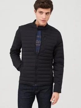 Image of Superdry Commuter Hybrid Biker Jacket - Black, Size XS, Men