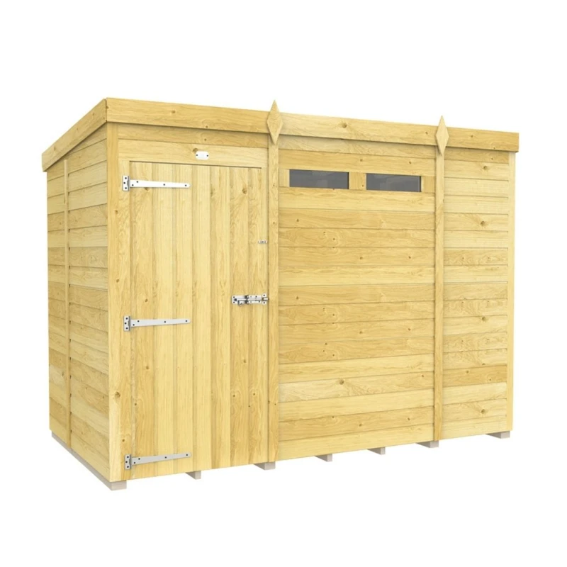 Image of Buttercup Farm 9 x 5 Feet Pent Security Shed - Single Door - L147 x W276 x H201cm in Brown Brown Unisex