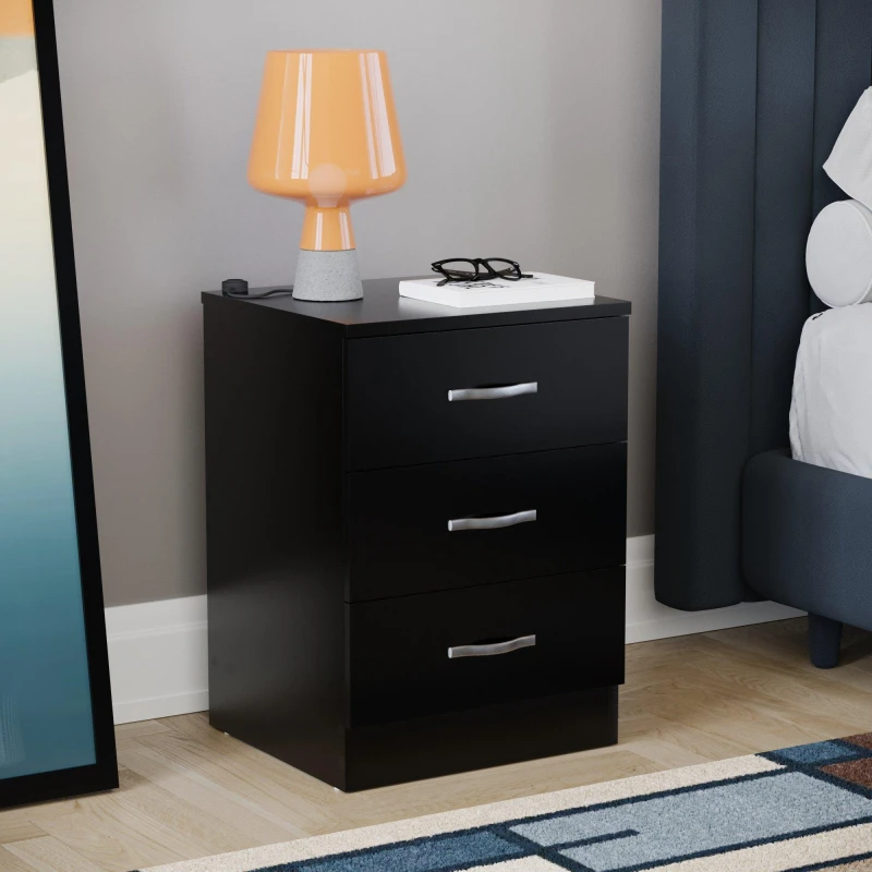 Image of Lassic Vida Designs Riano 3 Drawer Bedside Chest Black unisex 3 Drawer