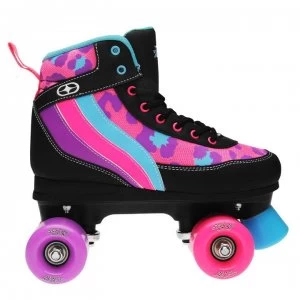 image of No Fear Retro Quad Girls Roller Skates - Blk/Pnk/Purp