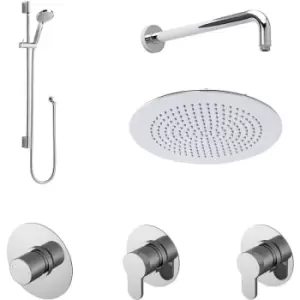 image of Nuie Arvan Thermostatic Concealed Mixer Shower with Shower Kit + Fixed Head Stop Tap and Diverter