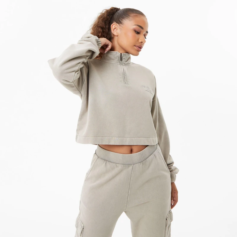 Image of Everlast Crop Zip Up Womens - Neutral Neutral 8