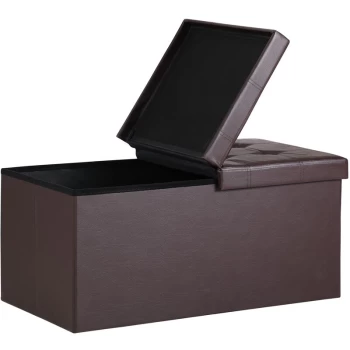 Image of Ottoman Storage Bench Foldable Faux Leather Chest Toy Shoe Box Hallway Bedroom L - Braun (de)