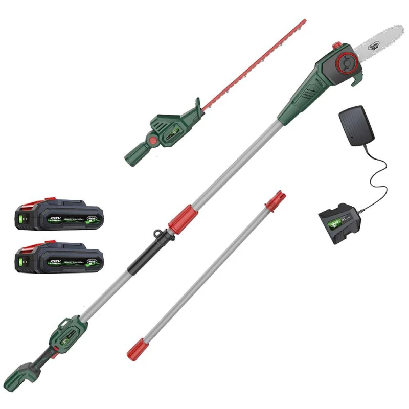 Image of Webb Eco WEV20PSHT 20v Cordless Long Reach Hedge Trimmer 500mm and Pruner Attachment 2 x 2ah Li-ion Battery Charger WEV20PSHTB22